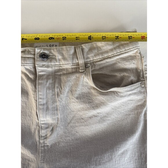 LOFT The High Waist Straight Crop Jeans Size 10 Womens Beige Raw Hem Denim Boho - Picture 7 of 14